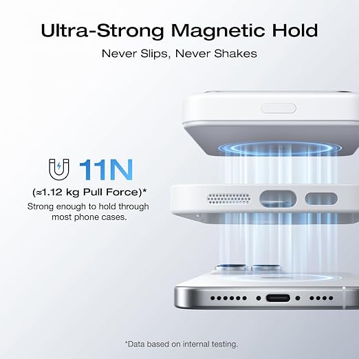 EF ECOFLOW Rapid Mag Power Bank, Qi2 Certified 15W Ultra-Fast MagSafe-Compatible Portable Charger, 10,000mAh Magnetic Power Charger with Foldable Stand, for iPhone 17/16/15.