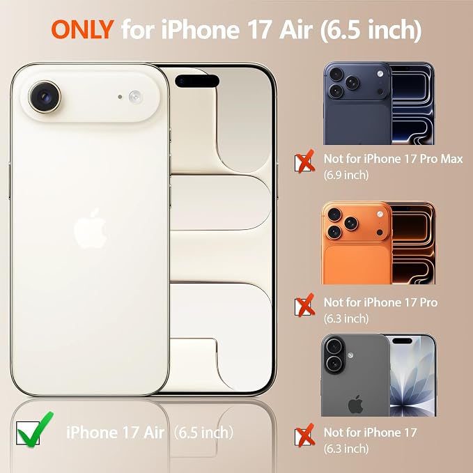 LOHASIC for iPhone 17 Air Case Wallet with Card Holder, 360° Rotation Ring, RFID Blocking, 5 Card Slots, PU Leather 6.5" Cover for Apple 17 Air Men Women, Ivory White