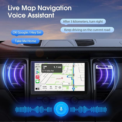 Double Din Car Stereo Radio with 7 inch HD Touchscreen, Wireless Apple Carplay & Android Auto, Bluetooth, SWC, Mirror Link, AUX,FM Car Radio Receiver(No backup reversing camera)|for All Vehicle