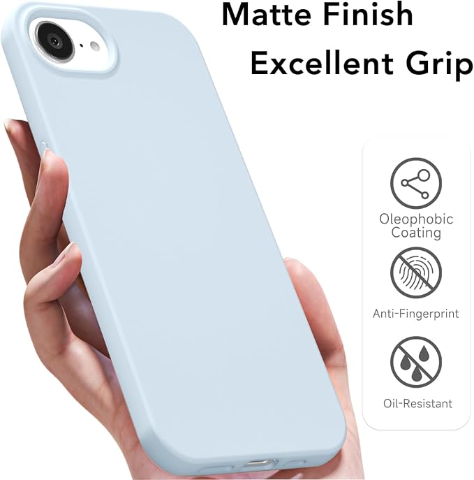 for iPhone 17e 16e Case Silicone Compatible with Magsafe Case, Ultra Slim Thin Magnetic Phone Cases Mag Safe, Cute Soft Rubber Gel TPU Matte Plain Wireless Charging Cover for Women, Light Blue