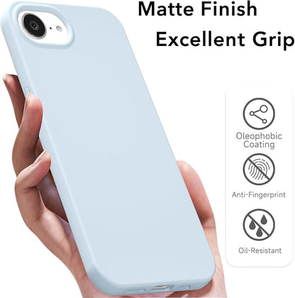 for iPhone 17e 16e Case Silicone Compatible with Magsafe Case, Ultra Slim Thin Magnetic Phone Cases Mag Safe, Cute Soft Rubber Gel TPU Matte Plain Wireless Charging Cover for Women, Light Blue