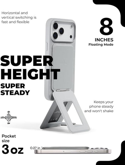 MOFT Phone Tripod Stand Selfie Stick x Tombogo for iPhone, Multi-Angles iPhone Stand, Lightweight & Portable Phone Holder, Strong Magnets, MOVAS Vegan Leather, Cement (Without Card Slot)