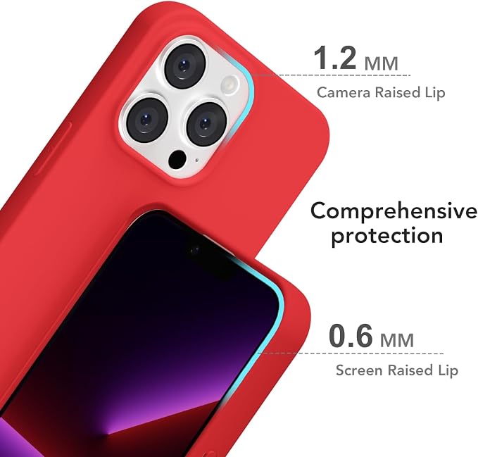 for iPhone 13 Pro Case Silicone Compatible with Magsafe Case, Ultra Slim Thin Magnetic Phone Cases Mag Safe, Cute Soft Rubber Gel TPU Matte Plain Wireless Charging Cover for Women, Red