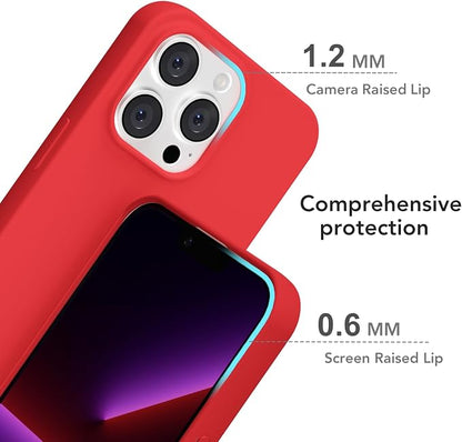 for iPhone 13 Pro Case Silicone Compatible with Magsafe Case, Ultra Slim Thin Magnetic Phone Cases Mag Safe, Cute Soft Rubber Gel TPU Matte Plain Wireless Charging Cover for Women, Red