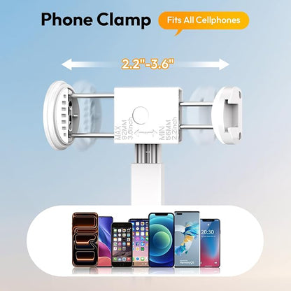 ULANZI MT86 60" Automatic Phone Tripod Stand with Wireless Remote, Adjustable Auto‑Open Selfie Stick for iPhone Android, Portable Extendable Travel Tripod for Selfie/Vlogging, White