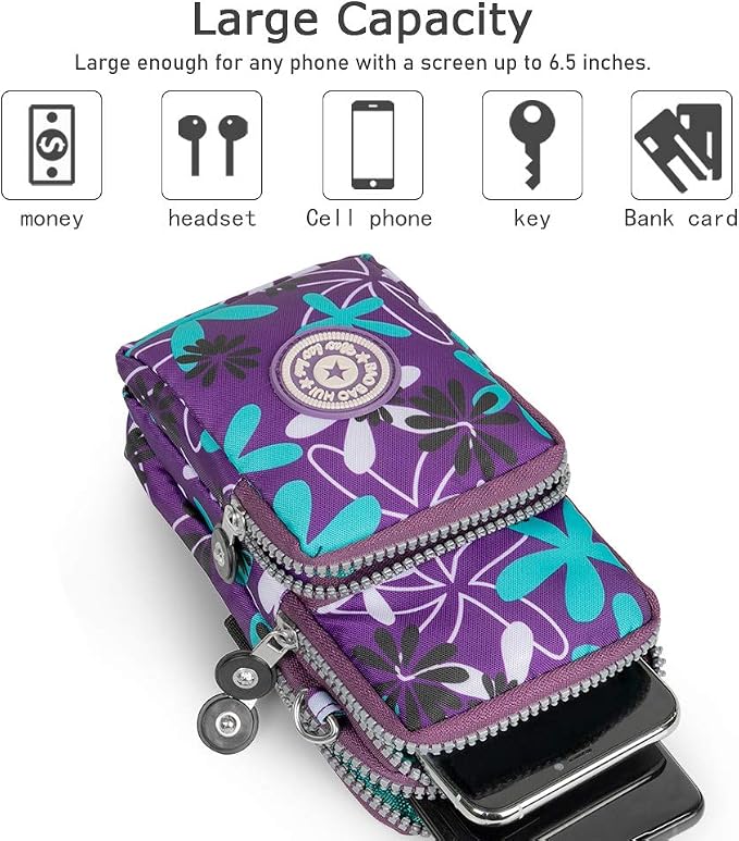 Sports Armband Outdoor Sweat-Proof Running Armbag Cross-Body Shoulder Casual Wallet Purse Gym Fitness Cell Phone Bag Key Holder for iPhone 13 Pro/ 12 Pro/Xs Max/Xr,Galaxy S10 Plus, P30 Pro(#18)