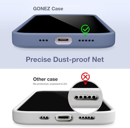 GONEZ Magnetic for iPhone 14 Case, Compatible with Magsafe, with Screen Protector + Camera Protector, Anti-Scratch Microfiber Lining, Liquid Silicone Shockproof Protective Phone Case, Lavender Gray