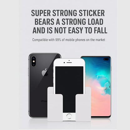 Wall Phone Holder 4 Pack, Adhesive Wall Mount Phone Holder, No Drill Cell Phone Holder for Bedside, Bathroom & Kitchen, Universal Mobile Holder for iPhone & Android, Strong Adhesive