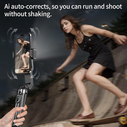 Selfie Stick Gimbal Stabilizer, Single Axis Stabilizer Selfie Stick with Light Tripod 360° Rotation with Remote Control for iPhone/Andriod for Vlog Live Broadcast TIK Tok YouTube Vlogging