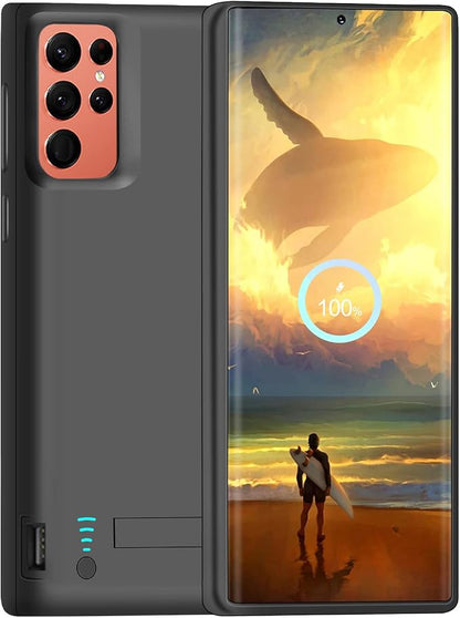 [Upgraded] Battery Case for Samsung Galaxy S22 Ultra, 5000mAh Rechargeable Extended Battery Charging Charger Case, Add 100% Extra Juice, Not Compatible with S22 or S22+ (6.8 inch) Black