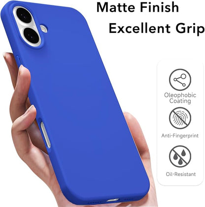 for iPhone 16 Plus Case Silicone Compatible with Magsafe Case, Ultra Slim Thin Magnetic Phone Cases Mag Safe, Cute Soft Rubber Gel TPU Matte Plain Wireless Charging Cover for Women, Royal Blue