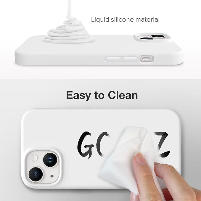 GONEZ Magnetic for iPhone 14 Case, Compatible with Magsafe, with Screen Protector + Camera Protector, Anti-Scratch Microfiber Lining, Liquid Silicone Shockproof Protective Phone Case, White