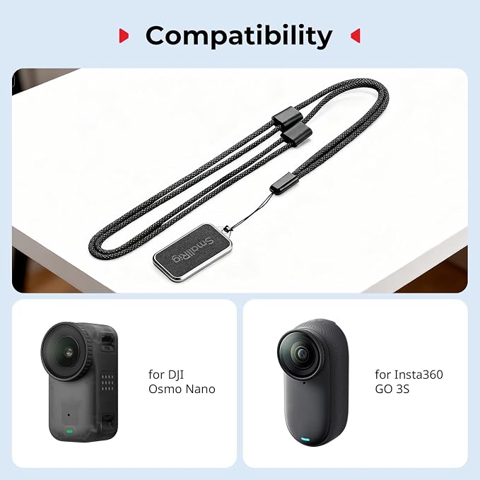 SmallRig Magnetic Mount for DJI Osmo Nano, for Insta360 GO 3S, with Neck Strap, Wrist Strap, Anti-Loss Hanging Hole Design, Neck Mount POV/Vlog Selfie