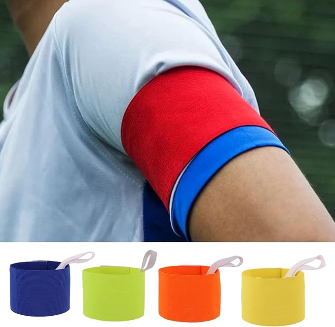 Red Adult Squad Armbands Elastic Non-Slip Adjustable Arm Band Neon Colored Adhesive Armband for Soccer Football Training Team Sports Supplies Protective Armbands