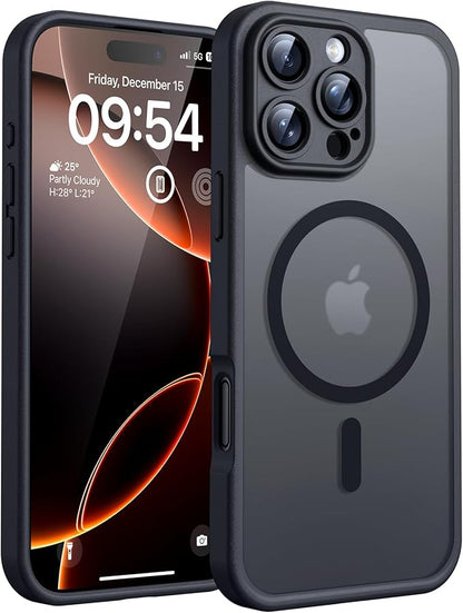 TOCOL for iPhone 16 Pro Max Case, Compatible with Magsafe, Full Camera Protection, Drop Protection, Magnetic Translucent Matte Back Bumper Phone Case for 16 Pro Max 6.9-Inch (Black)