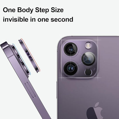 for iPhone 14/15/16 Pro & Pro Max Camera Lens Protector [2 Pack], Step Tempered Glass with Metal Alloy Frame, for iPhone 14 pro max Camera Lens Protector, Ultra Clear Photography, Purple