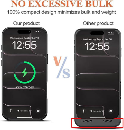 Battery Case for iPhone Air, Upgraded 12000mAh Protective Charging Case with Wireless Charging Compatible with iPhone 17 Air (6.5 inch) Rechargeable Battery Pack Charger Case with Carplay (Black)