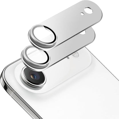 2 Pack Camera Lens Protector for iPhone 17 Air,[Not Easy to Breakn ] AR Tempered Glass Strong Adsorption Metal Camera Cover Screen-Silvery
