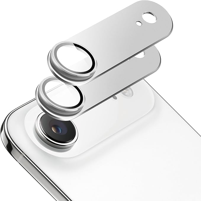 2-Pack Shatterproof Camera Lens Protector for iPhone 17 Air |AR Tempered Glass Strong Adsorption Metal Camera Cover Screen(Silvery)