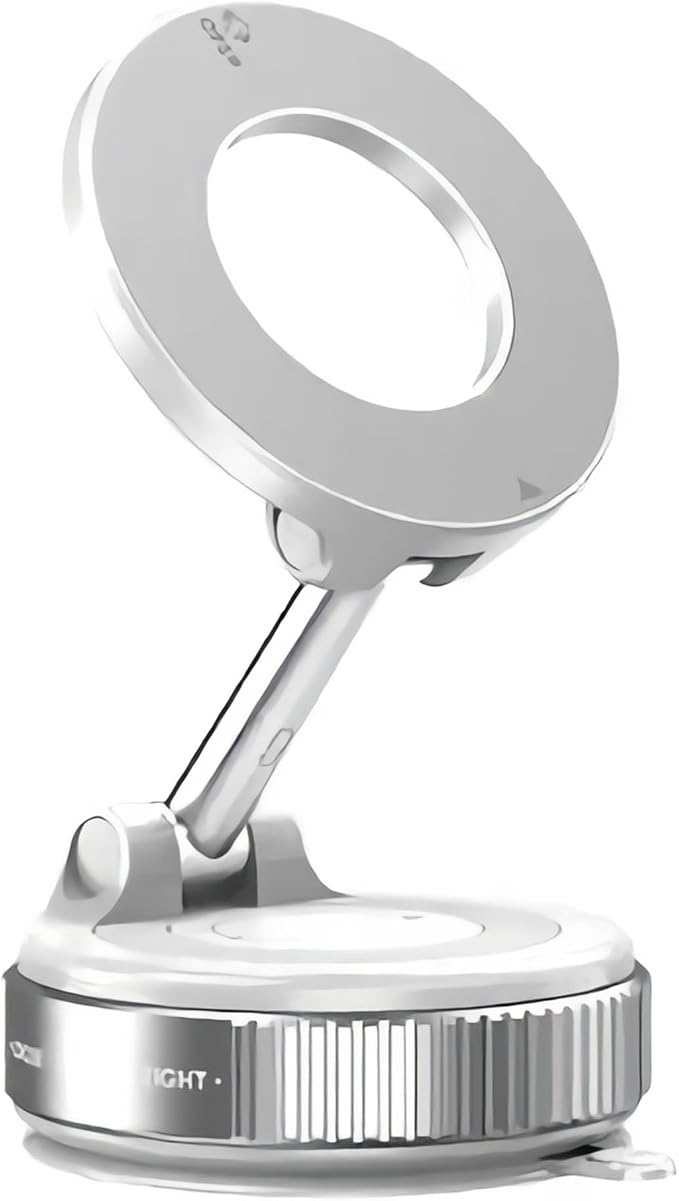F&N Trading Inc F&N Magnetic Car Phone Mount with Suction Cup – 360° Adjustable Holder for Windshield, Dashboard, Rear Windows – Rideshare & Backseat Entertainment (White)