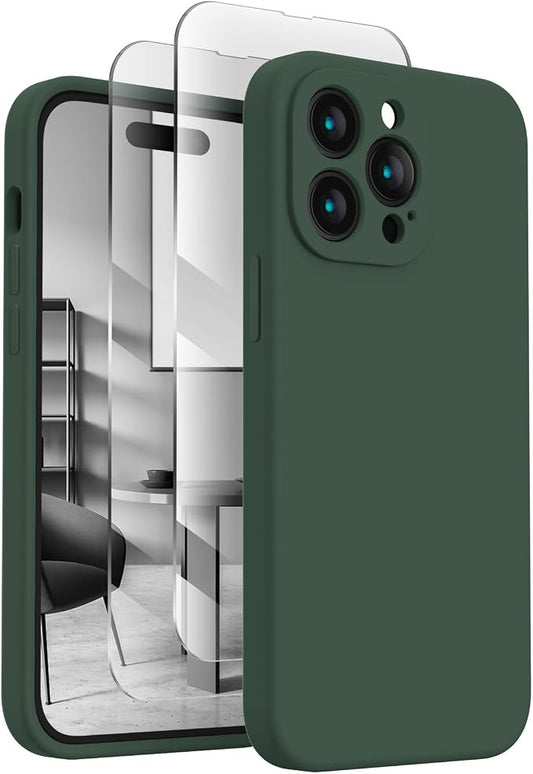 FireNova Designed for iPhone 14 Pro Max Case, Silicone Upgraded [Camera Protection] Case, Soft Anti-Scratch Microfiber Lining Inside, 6.7 inch, Alpine Green