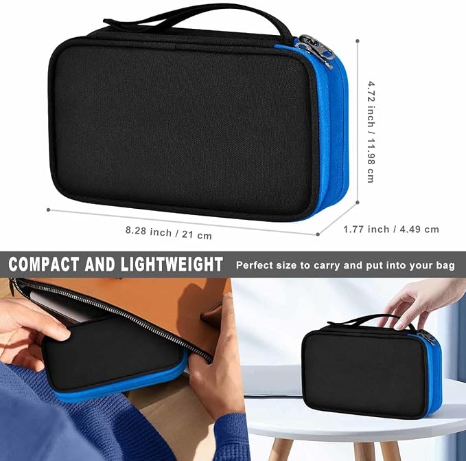 ZINZ Electronic Accessories Organizer, Travel Cable Carry Pouch Storage Bag for Laptop Attachment Cable, Cord, Charger, Earphone etc,Black-Blue