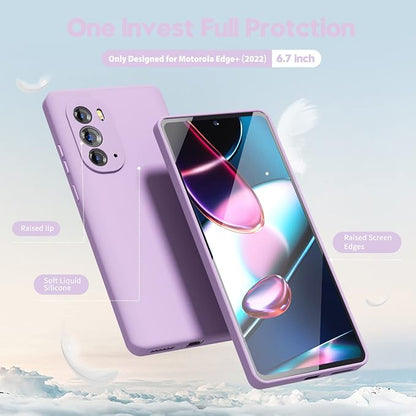 oakxco for Motorola Moto Edge Plus 2022/Edge Plus 5G UW 2022 Phone Case Liquid Silicone, Thin Slim Soft Rubber Gel TPU Plain Simple Cover for Women, Matte Solid Color, Lilac Light Purple Lavender