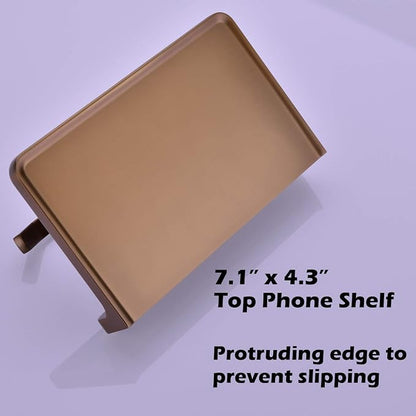 TRUSTMI Toilet Paper Holder with Phone Shelf, Bronze Bathroom Accessories Tissue Roll Dispenser Storage Wall Mounted, Brushed Rose Gold