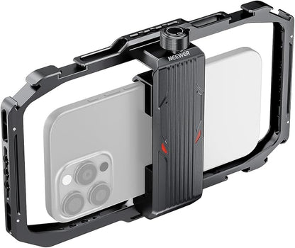 NEEWER Universal Phone Cage, Smartphone Video Rig with Quick Release Mounts Cold Shoes for Videomaker Filmmaking TikTok Vlogging Phone Video Stabilizer Holder Compatible with iPhone Samsung, PA039
