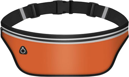 UltraSlim Fanny Packs for Women Men Slim Running Belt Waist Pack Runners Bag Waterproof Money Belt (Orange)
