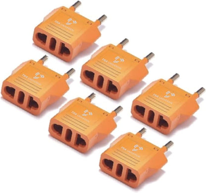 United States to Indonesia/Bali Travel Power Adapter to Connect North American Electrical Plugs to Indonesian Outlets for Cell Phones, Tablets, eReaders, and More (6-Pack, Orange)