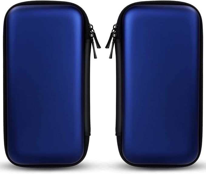 iMangoo Travel Essential Electronics Organizer Pouch Charger Case, Shockproof Dual Zipper Power Bank Cables Tech Accessories Purse, Men & Women Travel Must Have Storage Bag, 6.5x3.2x1 inch Blue