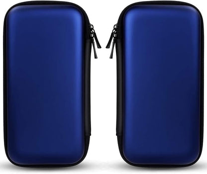 iMangoo Travel Essential Electronics Organizer Pouch Charger Case, Shockproof Dual Zipper Power Bank Cables Tech Accessories Purse, Men & Women Travel Must Have Storage Bag, 6.5x3.2x1 inch Blue