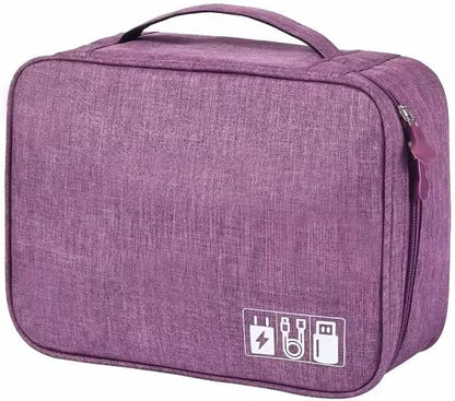 CARIGO Portable Electronics Organizer Bag, Double Layer Travel Gadget Organizer, Waterproof Digital Storage Case for Cables, Chargers, USB, SD Cards, Power Bank (Purple)