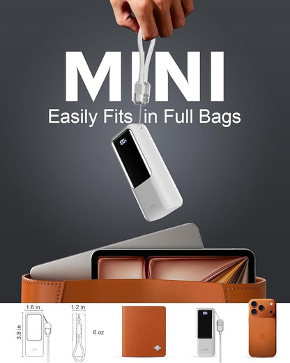 Mini Portable Charger,Small 22.5W PD Power Bank,10000mAh USB C in&Out Fast Charging Pocket Size Battery Pack,Travel Essentials Phone Charger for iPhone 17 16 15 Pro Air,Samsung S24,Android,iPad etc