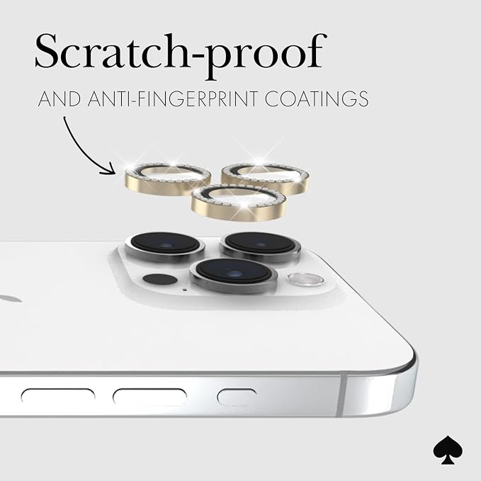 kate spade new york iPhone 15 Pro/iPhone 15 Pro Max Camera Lens Protector with Aluminum Rings - Crystal