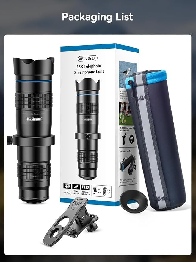 MIAO LAB 28X HD Telephoto Lens for iPhone/Samsung/Android | High Power Telephoto Camera Lens, Universal Smartphone Compatibility