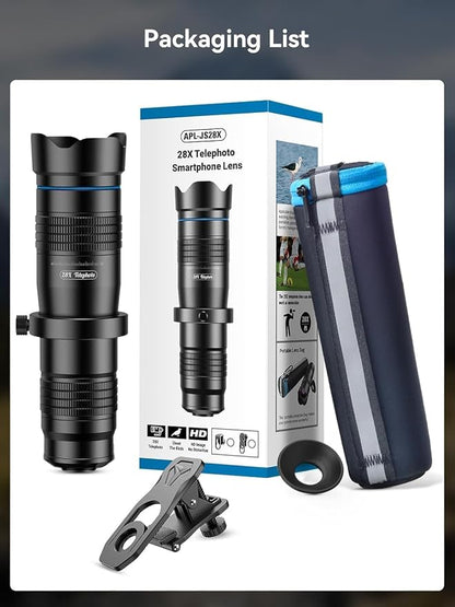 MIAO LAB 28X HD Telephoto Lens for iPhone/Samsung/Android | High Power Telephoto Camera Lens, Universal Smartphone Compatibility