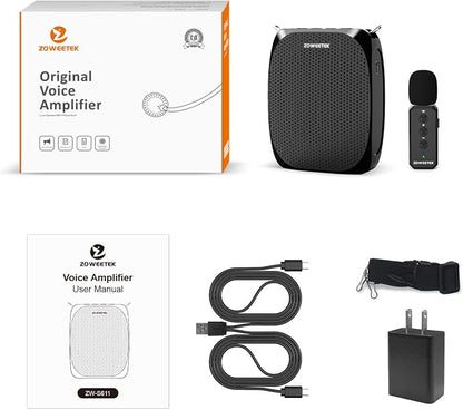 ZOWEETEK Voice Amplifier with Wireless Lavalier Lapel Microphone for Teachers,2025 New Personal Microphone System,Portable Speaker Clip On Microphone,Mini Voice Amplifier for Speech, Meeting,Yoga