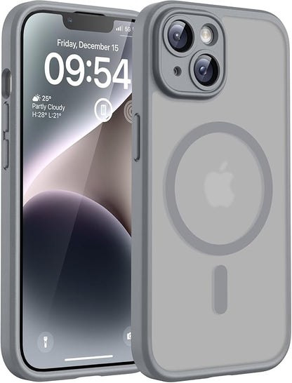 TOCOL for Phone 14 Case, Compatible with Magsafe Charger, Full Camera Protection, Drop Protection, Translucent Matte Phone Case for iPhone 14 6.1 inch (Gray)