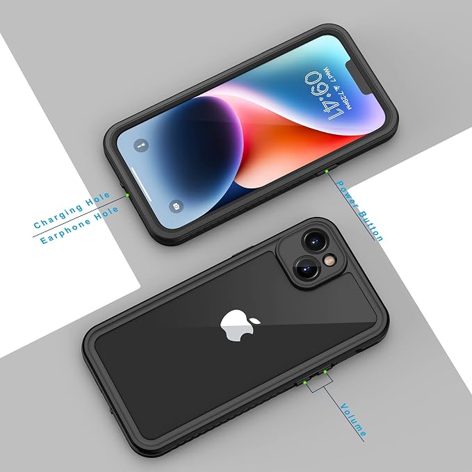 Lanhiem for iPhone 14 Case, IP68 Waterproof Dustproof with Built-in Screen Protector, Rugged Full Body Shockproof Phone Cover for iPhone 14, 6.1 inch (Black)
