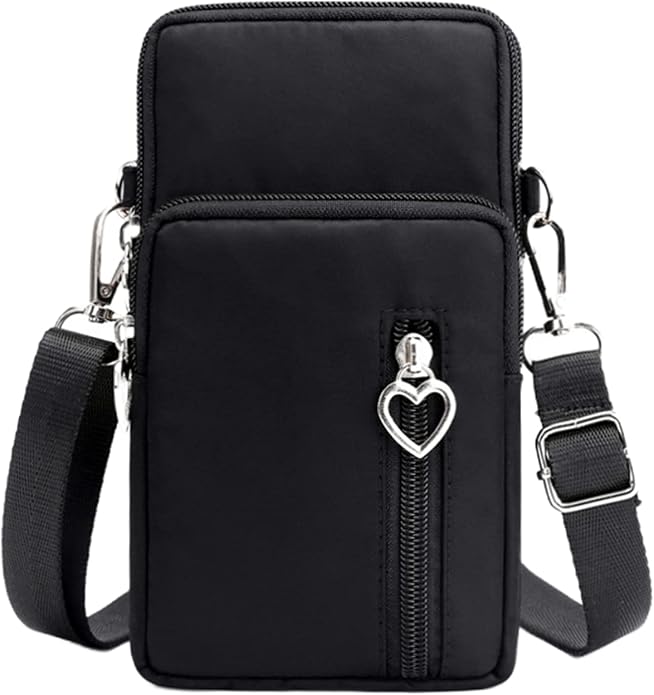 JUMISEE 3-Layers Crossbody Bag Cellphone Pouch Armband Wallet Nylon Smartphone Purse