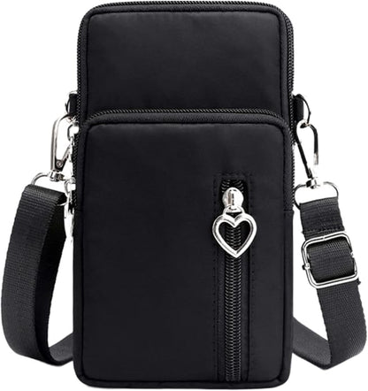 JUMISEE 3-Layers Crossbody Bag Cellphone Pouch Armband Wallet Nylon Smartphone Purse