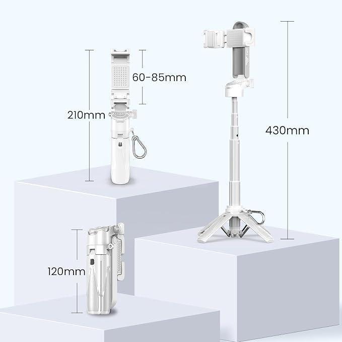 Portable Selfie Stick Tripod with Dual Fill Lights & Bluetooth Remote – 3-in-1 Pocket Size Phone Tripod with 2 Cold Shoe Mounts for iPhone Android – Mini Video Stand for Live Streaming
