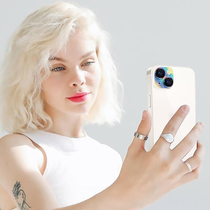 Compatible with iPhone 14 and iPhone 14 Plus Camera Lens Protector, Anti-Scratch Tempered Glass Camera Screen Protector Shockproof Full Protective Camera Cover Case Friendly Lens Cover-Colorful