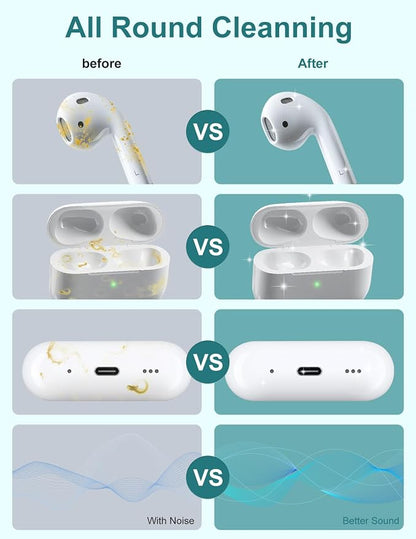 2 Pack Cleaner Kit for Airpods Pro 4 3 2 1, Multi-Function Cleaning Pen Tool with Soft Brush Flocking Sponge for Wireless Earbuds Bluetooth Headphone iPhone Electronics