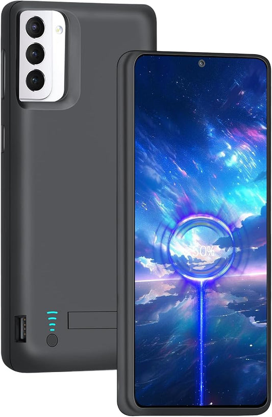 [Upgraded Battery Case for Samsung Galaxy S21 5G, 4800mAh Rechargeable Extended Battery Charging Charger Case, Add 100% Extra Juice (6.2 Inches) Black