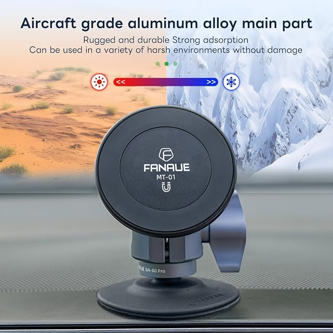 FANAUE SC-03T Magnetic Car Mount Compatible with RAM Mounts B Size 1" Ball Head and Motorcycle Phone Mount, Magnetic Car Phone Holder Can Install on Car Accessories Dashboard for 4.7-7.5" Smartphone.
