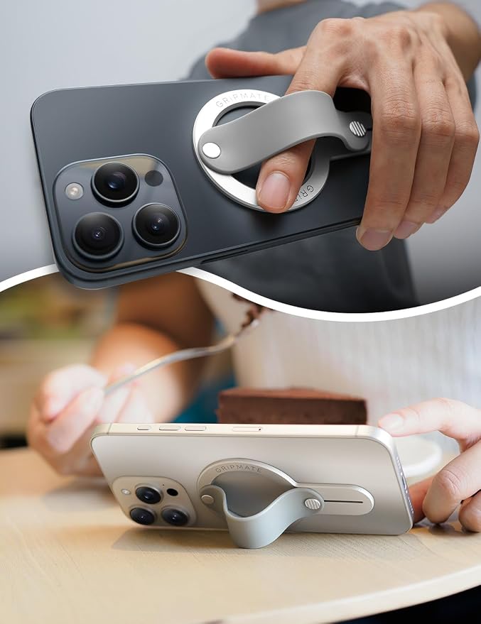 for MagSafe Phone Grip for iPhone - Magnetic Phone Ring Holder Detachable for iPhone 17 - Comfortable Finger Phone Loop Grip for Apple 16/15/14/13/12, Silver