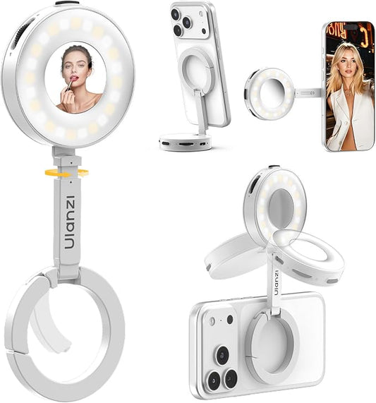ULANZI ML05 Phone Light, Dual-Sided Magnetic Cell Phone Selfie Lights for iPhone/Android, 9000K CRI≥97 360° Smartphone LED Beauty Ring Fill Light for Computer, Laptop, Webcam, Video Recording, Photo
